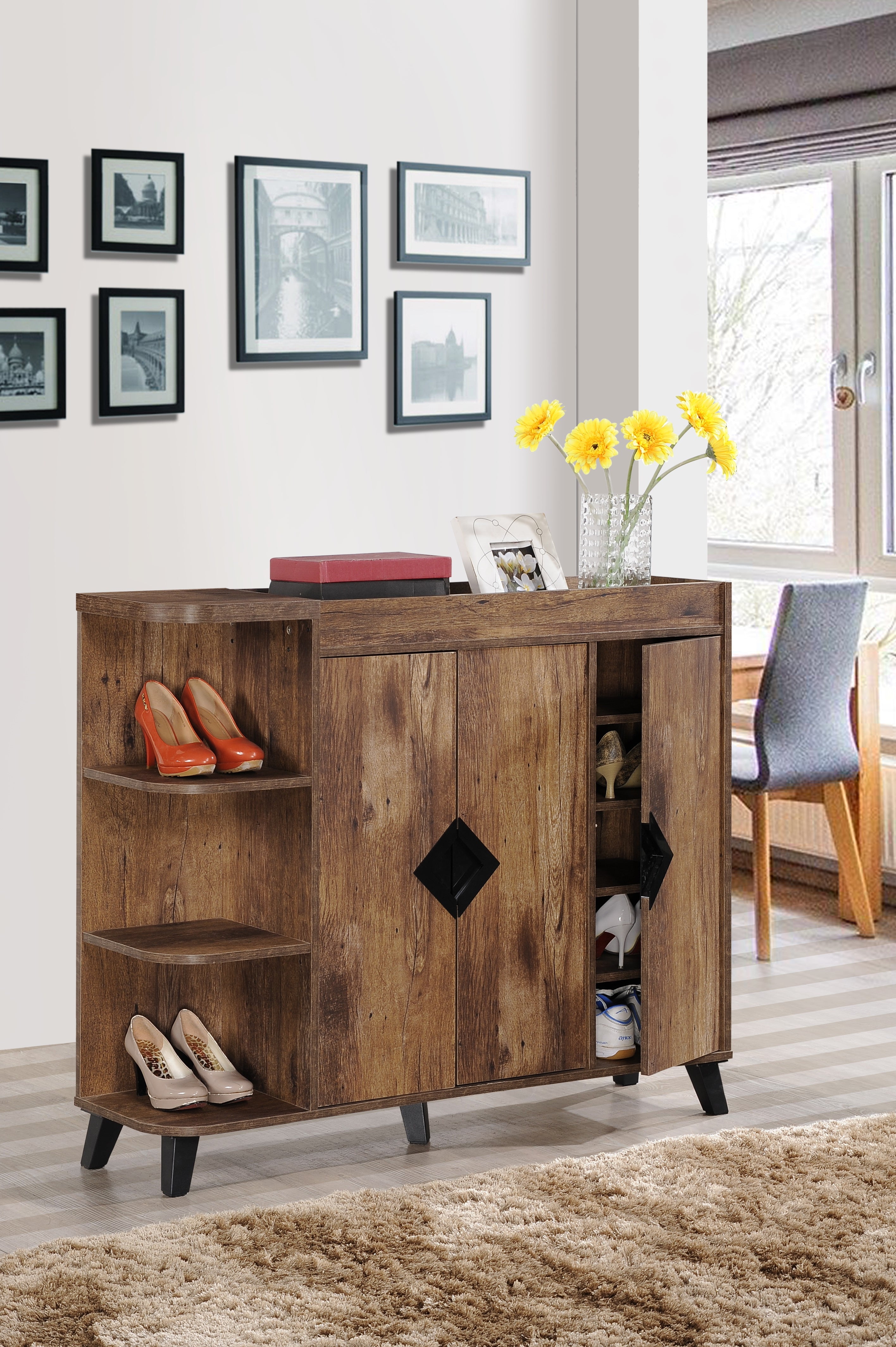 TEXAS 3 Door Wooden Shoe Cabinet - Lian Star