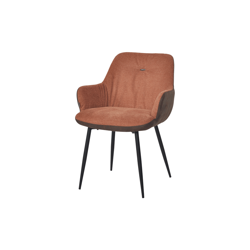 Axton 2-Tone Russet Button Tufted Dining Chair with Armrest - main view