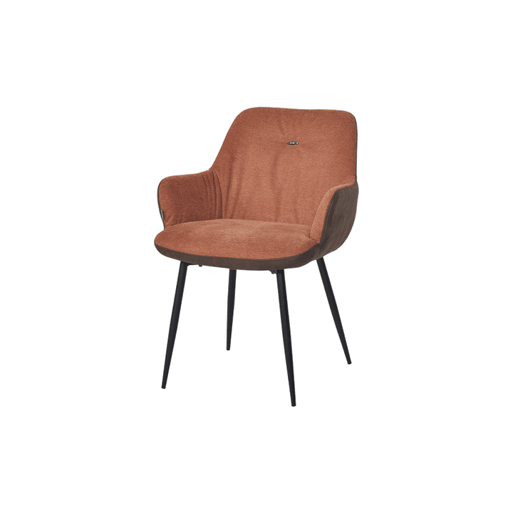 Axton 2-Tone Russet Button Tufted Dining Chair with Armrest - main view