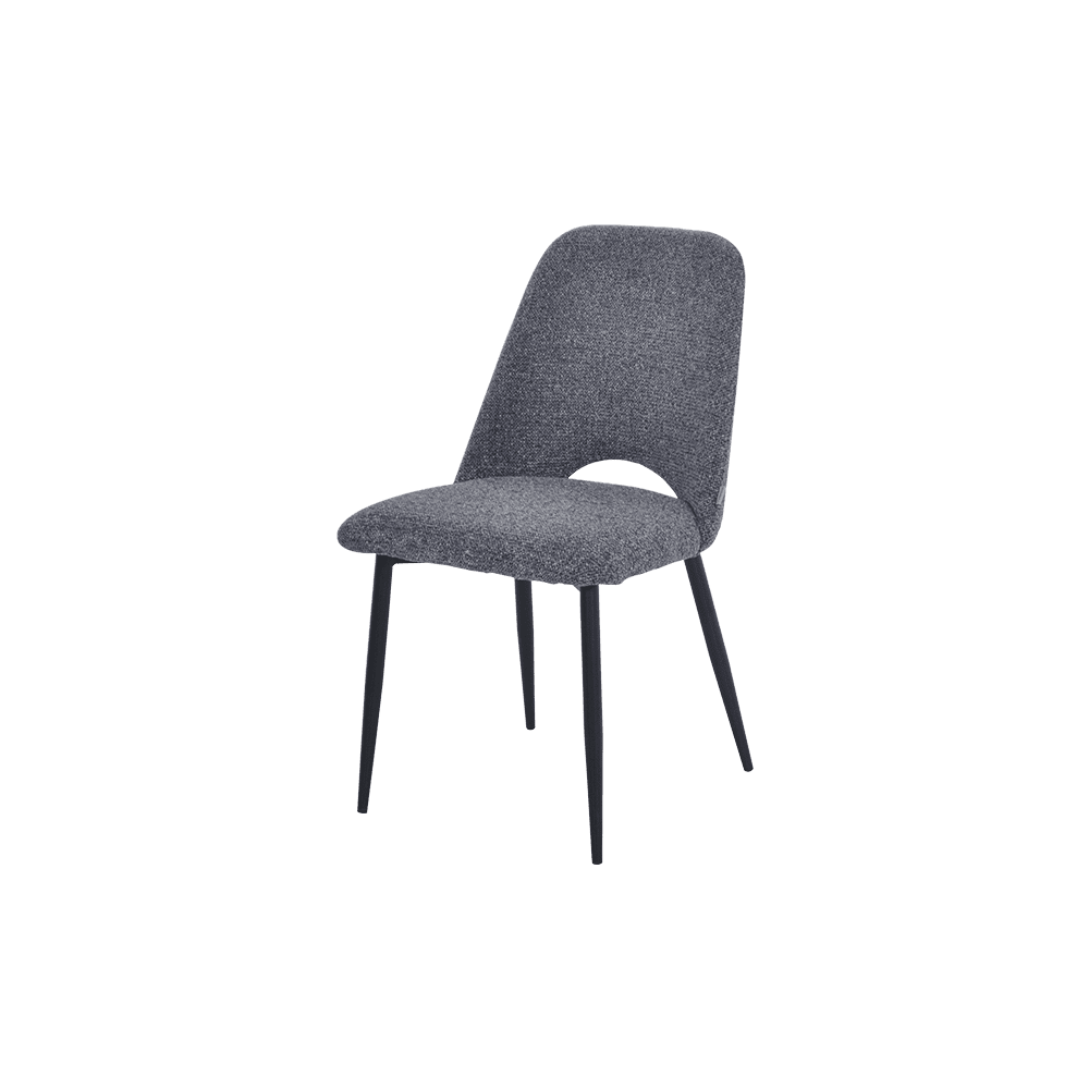 Livia Modern Sleek Dining Chair - fabric seat with black steel legs